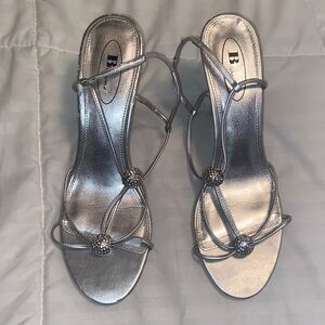 Elegant Silver Strappy Heels